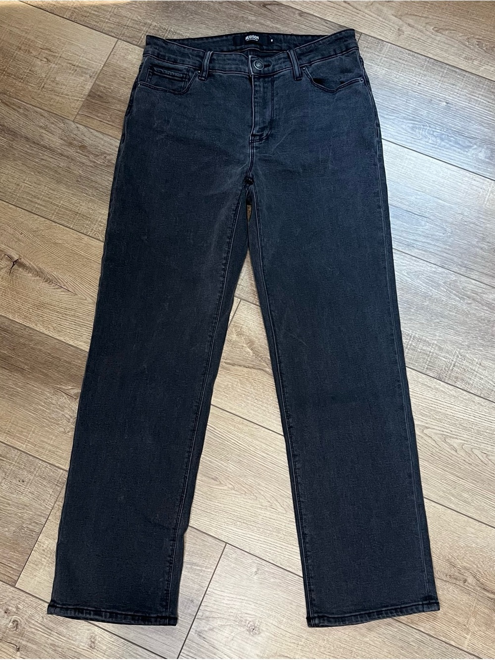 Hudson Mid Rise Straight Leg Black Jeans Size 8